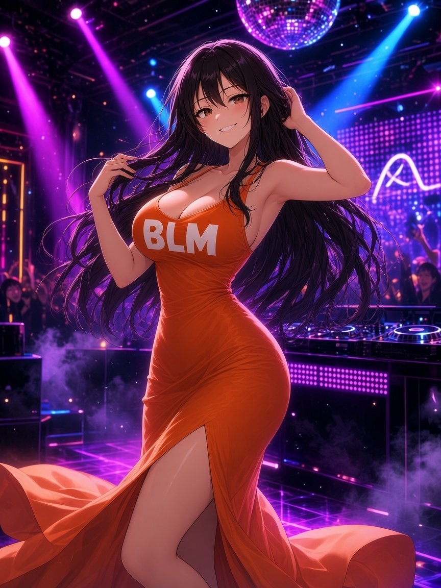 BLM in a neon nightclub