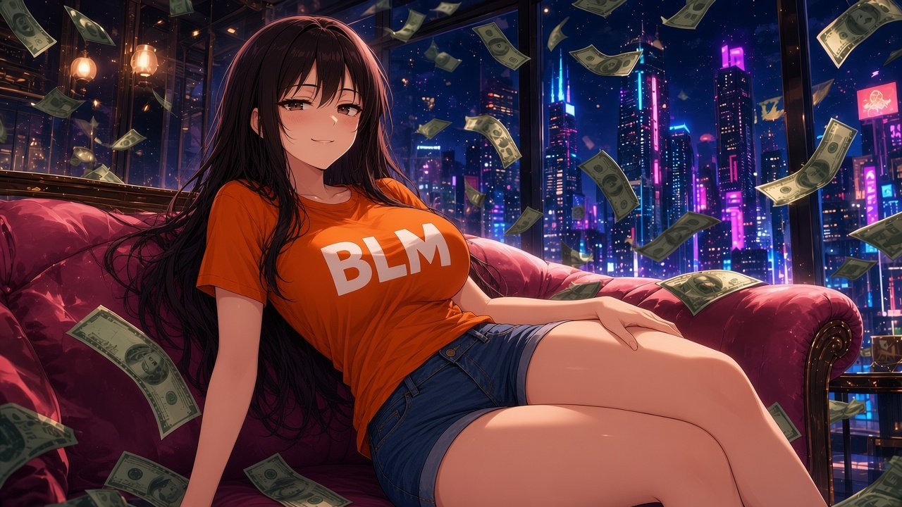 Money rain in a penthouse
