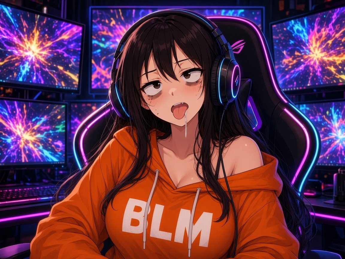 BLM gamer in a neon hoodie